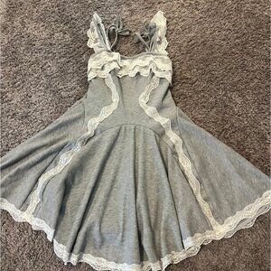 Gray Lace Mini Dress